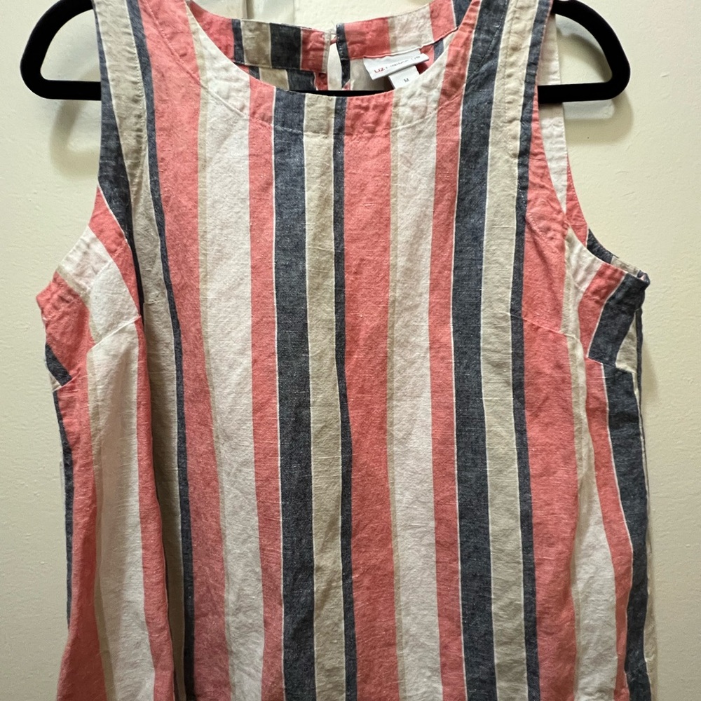 Liz Claiborne Pink and White Boxy Tank Top